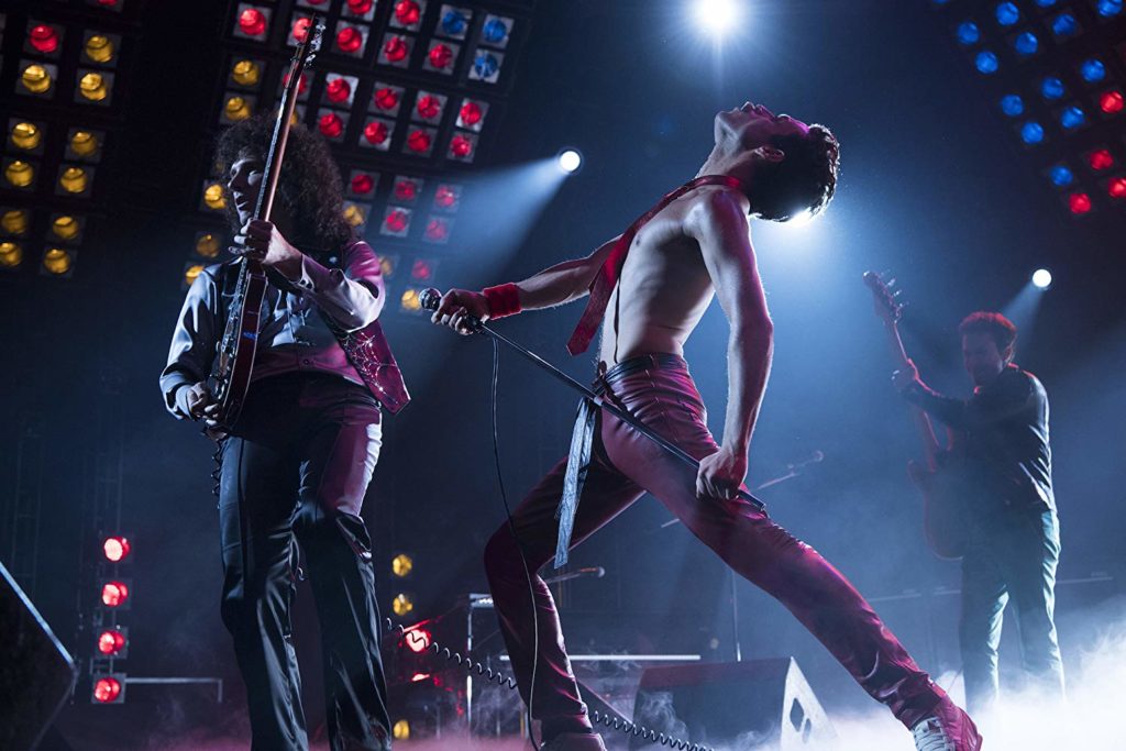 Joseph Mazzello Rami Malek and Gwilym Lee in Bohemian Rhapsody 2018