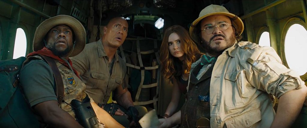 Jack Black, Kevin Hart, Dwayne Johnson, and Karen Gillan Jumanji P}róxima Fase